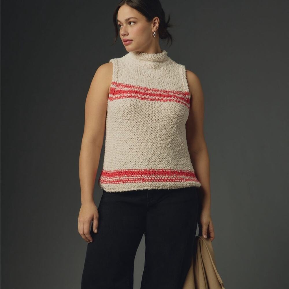 Anthropologie x Pilcro Nautical Mock Neck Keyhole Sweater Tank